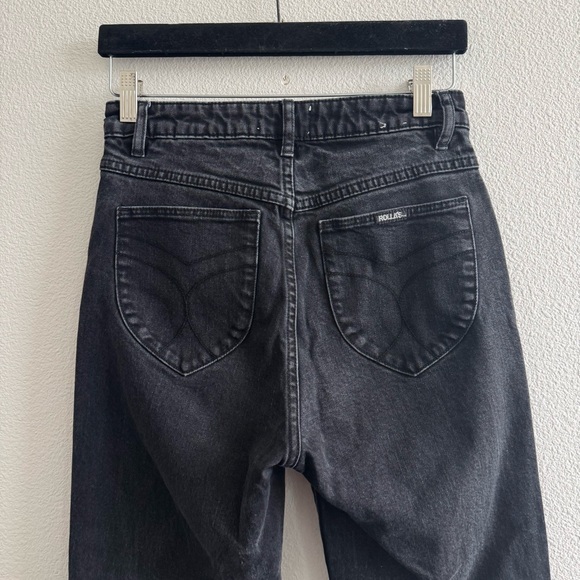 Rolla’s Original High Rise Straight Leg Jeans Washed Black Minimal - Picture 6 of 13
